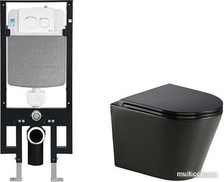 Унитаз подвесной WeltWasser Amberg 497 + Salzbach 043 MT-BL + Amberg RD-WT (черный матовый)