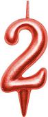 Свеча для торта Мультидом Овал Цифра 2 МС5-32 (красный)