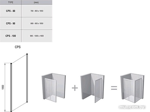Душевая стенка Ravak CPS 100 (серебристый/прозрачное)