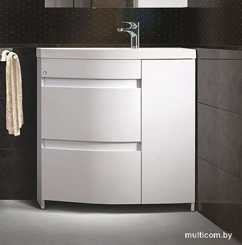 Belux Тумба под умывальник Токио Н 80-02 (1, белый глянцевый,левый)