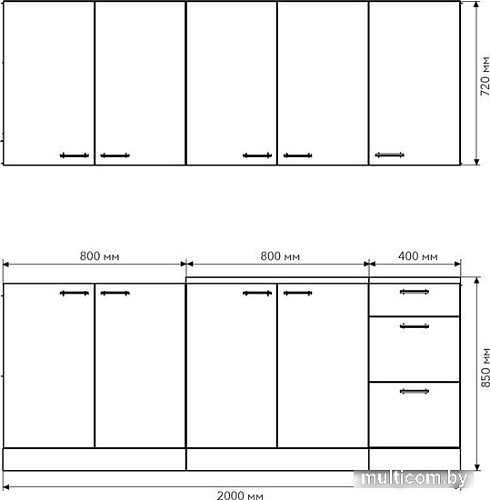 Готовая кухня Агута Альфа 2.0 (дуб эспрессо/дуб винтажный/опал светлый)