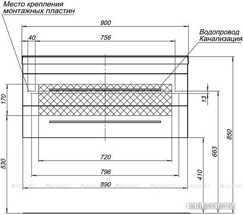 Aquanet Тумба с умывальником Верона 90 287648