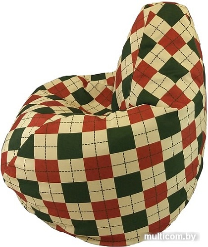 Кресло-мешок LoftyHome Груша L (велюр, клетка принт)