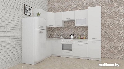 Угловая кухня ВерсоМебель ЭкоЛайт-5 1.4x2.6 правая (белый/белый)