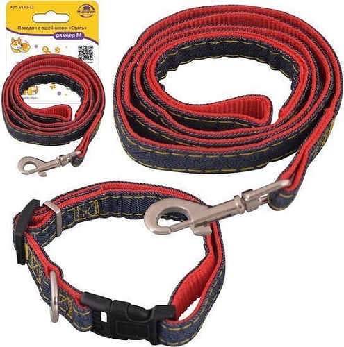 Ошейник с поводком Мультидом Стиль VL40-12 (р. M)