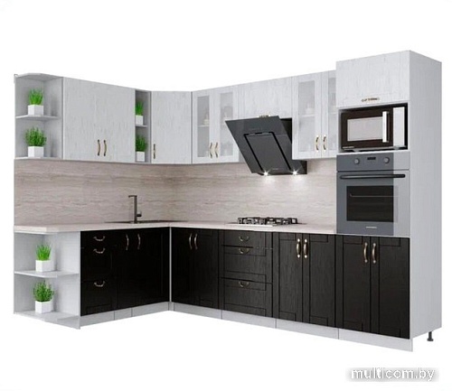 Готовая кухня Интерлиния Мила Крафт 1.88x3.0 левая (дуб английский/дуб полярный)