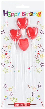 Набор свечей для торта Darvish Сердечки DV-H-1277 4шт