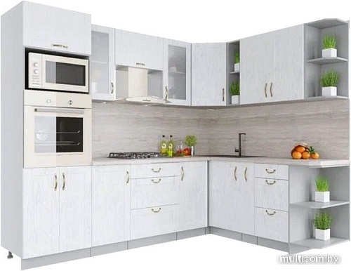 Готовая кухня Интерлиния Мила Крафт 1.88x2.6 правая (дуб полярный)