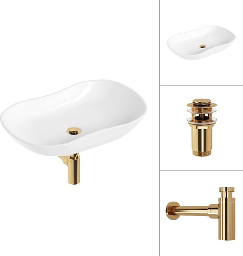Умывальник Lauter 21570 + клапан 21190G + сифон 21635G (золото)