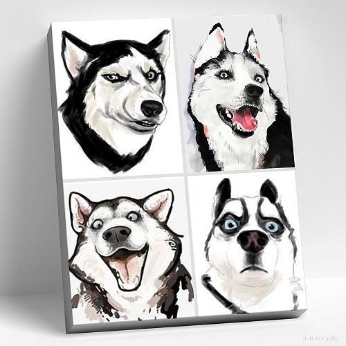 Картина по номерам Молли Мемчики. Хаски-шутник 40x50 HR0675