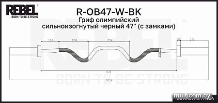 Гриф для штанги Rebel R-OB47-W-BK