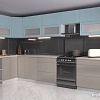 Готовая кухня Интерлиния Мила Матте 1.5x3.5 Б правая (океан-луна-травертин серый)
