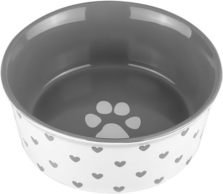 Миска Elan Gallery Лапка на сером и сердечки 230208