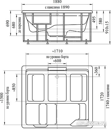 Ванна Radomir Цезарь 189x174 (перламутровый)