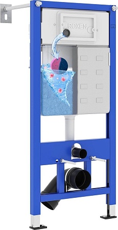 Унитаз подвесной Roxen Porto в комплекте с инсталляцией StounFix Dual Fresh 6 в 1 968069 (кнопка: брашированное золото)