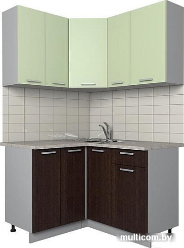 Угловая кухня Интерлиния Мила Лайт 1.2x1.3 (салатовый/дуб венге)
