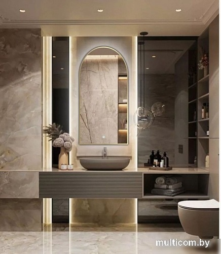 Зеркало eMZe Led с подсветкой и УФ-окантовкой 50x100 LED.UV.ARC.50.100.AUR (золото)