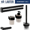 Набор аксессуаров для ванной Lauter 21TS3019 + 21TS3021 + 21TS3013 + 21TS3004 + 21TS3023 (Matt Black, 5 предметов)