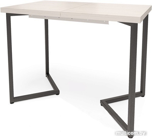 Кухонный стол Millwood Лофт Лондон Л 110-150x70x76 (дуб белый Craft-металл черный)