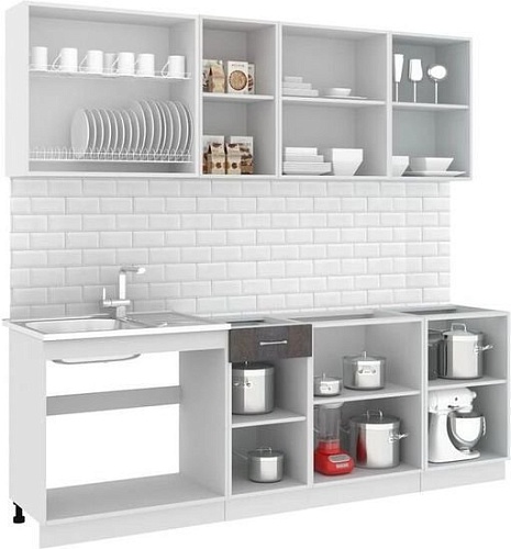 Готовая кухня Кортекс-мебель Корнелия Лира-лайт 2.3м без столешницы (салатовый/оникс)