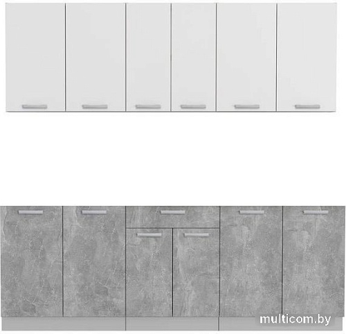 Готовая кухня Интерлиния Мила Лайт 2.2 без столешницы (белый платинум/бетон)