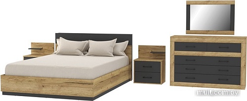Комплект мебели для спальни Интерлиния Loft-2 Спальня-2 (дуб золотой/антрацит)