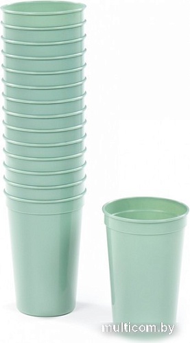 Набор стаканов для воды и напитков Полесье 74109 (15 шт, бледно-оливковый)