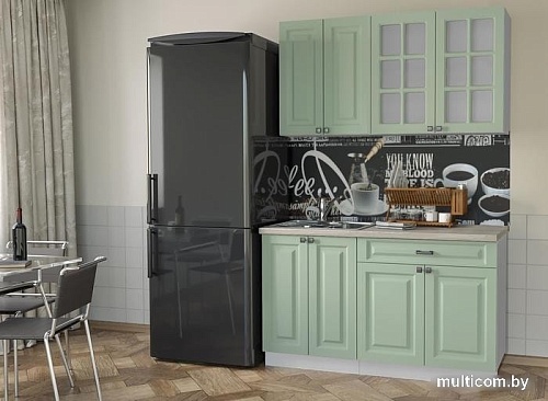 Кухня Интерлиния Мила Деко 1.4 А (мята/травертин серый)