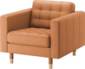 Интерьерное кресло Ikea Ландскруна (бумстад золотисто-коричневый/дерево) 292.691.92