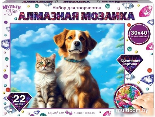 MultiArt Котик и собака AM30X40-115328