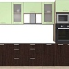 Готовая кухня Интерлиния Мила 2.5 ВТ без столешницы (салатовый/дуб венге)