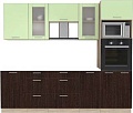 Готовая кухня Интерлиния Мила 2.5 ВТ без столешницы (салатовый/дуб венге)