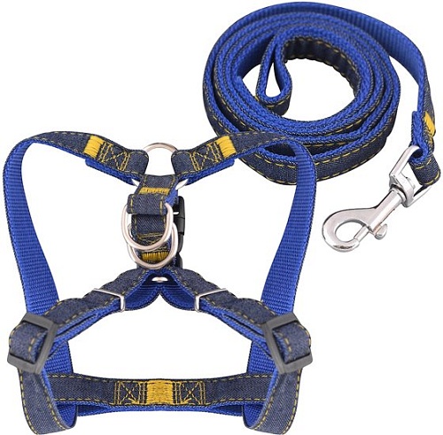 Шлея с поводком Мультидом Джинс VL40-34 (р. L)