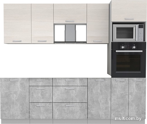 Готовая кухня Интерлиния Мила Лайт 2.5 ВТ без столешницы (вудлайн кремовый/бетон)