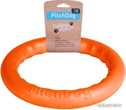 Игрушка для собак Pitchdog Кольцо d 28 см оранжевый