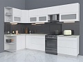 Угловая кухня Интерлиния Мила Матте 1.5x3.2 Б левая (белый/белый/опал светлый)