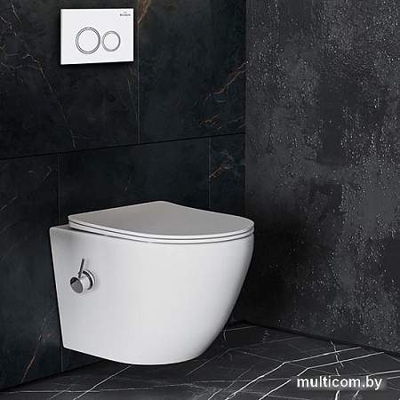 Унитаз подвесной Roxen Antares Bidet в комплекте с инсталляцией StounFix Slim 6 в 1 902672 (кнопка: белый глянец)