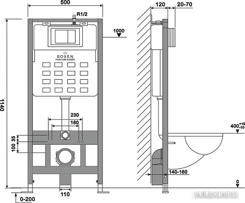 Инсталляция для унитаза Roxen StounFix Slim 833336