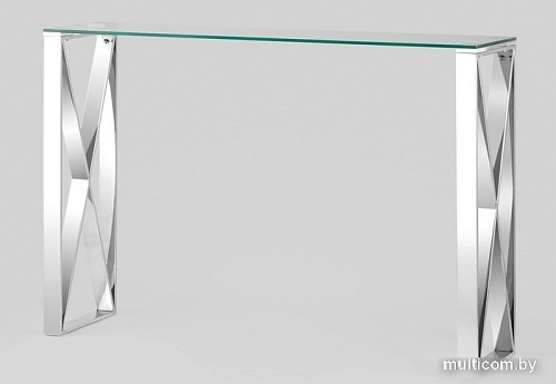 Консольный стол Stool Group Кросс 115x30 (стекло/сталь/серебристый)