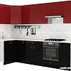 Готовая кухня S-Company Клео глосc 1.2x2.8 левая (черный глянец/бургундский глянец)