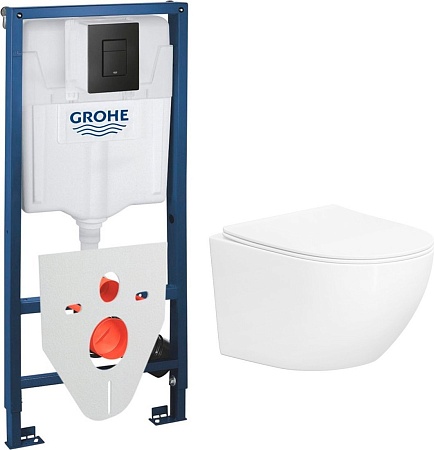 Унитаз подвесной Lauter Sulzdorf + GROHE Solido 38811KF0 + панель GROHE 37131000 (белый с микролифтом)