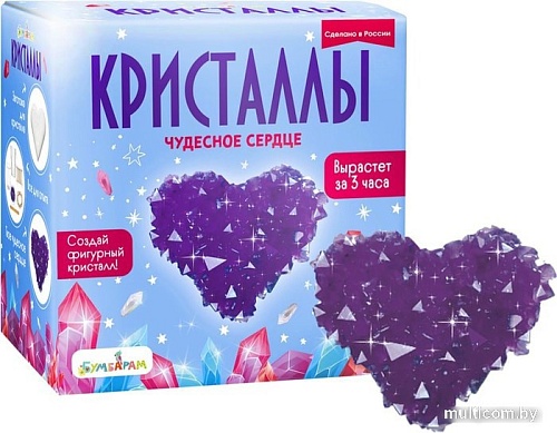 Набор для опытов Bumbaram Кристаллы. Чудесное сердце фиолетовое A124