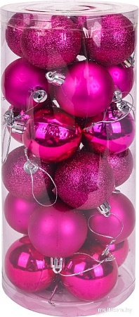 Елочная игрушка Miland Новогоднее настроение НУ-5635 (24 шт, 5 см, насыщенный розовый)