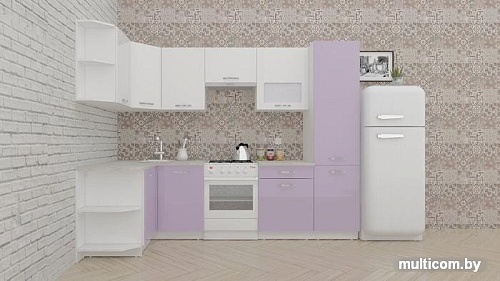Угловая кухня ВерсоМебель ЭкоЛайт-5 1.3x2.7 правая (белый/вереск)