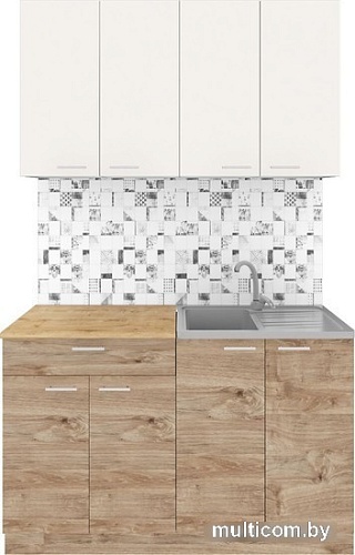 Готовая кухня Агута Альфа 1.2 (дуб золотой/сатин/дуб бунратти)