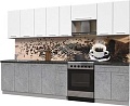 Кухня Интерлиния Мила Пластик 3.1 А (мрамор/белый глянец/кастилло темный)