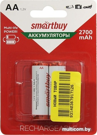 Аккумуляторы SmartBuy AA 2700mAh 2 шт. SBBR-2A02BL2700