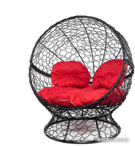 Кресло M-Group Апельсин 11520406 (черный ротанг/красная подушка)