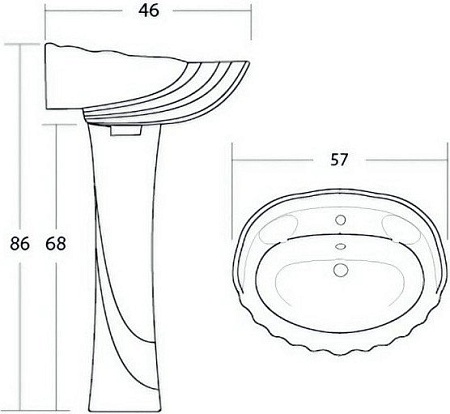 Умывальник Derya Keramika DK-209212 (с пьедесталом)