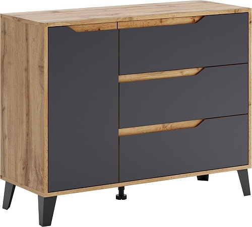 Тумба ЭлиГард Eyva 1D3S (дуб вотан/графит)